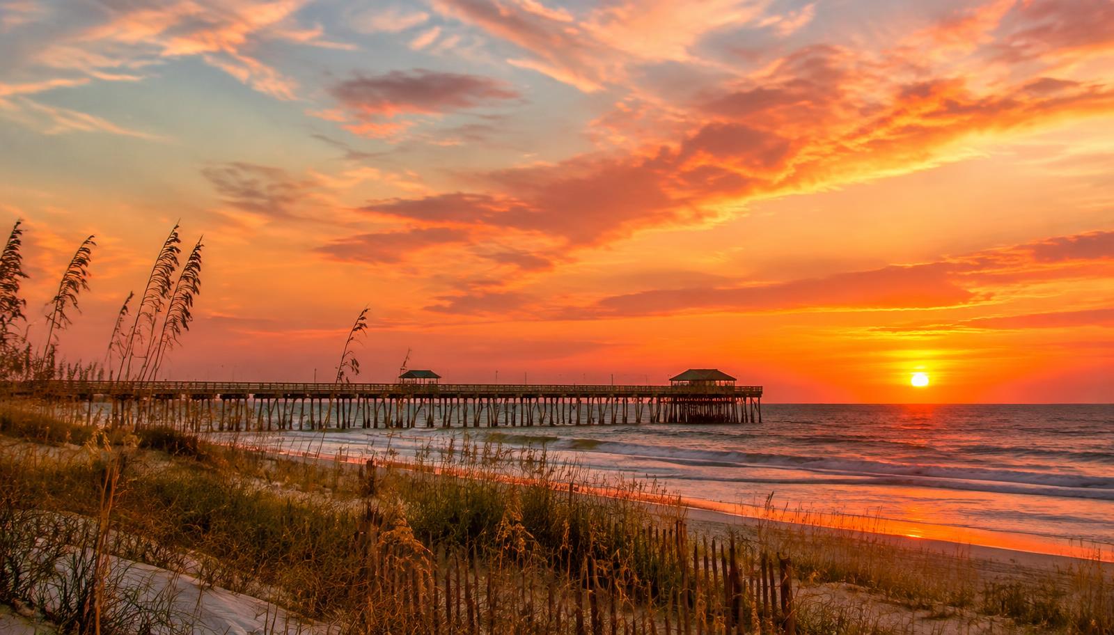 Sunset over the Carolina Beach pier